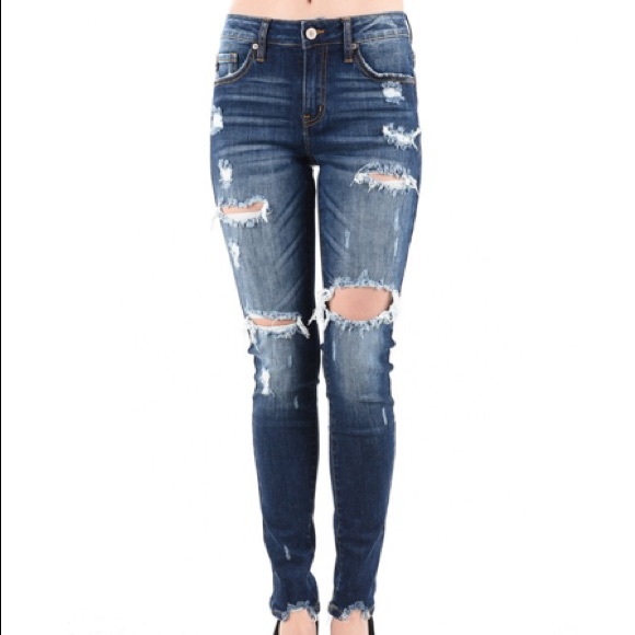 🔥BEST SELLER🔥 KANCAN Frayed hem Skinny Jeans - Picture 3 of 8